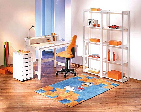 Dulapior rulant HM Simon 2, cu sertare, cu roti, front MDF, alb [2]