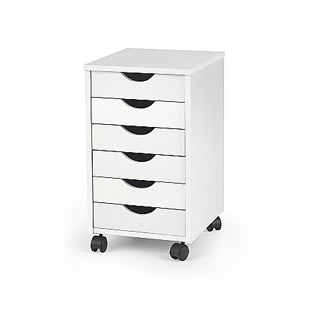 Dulapior rulant HM Simon 2, cu sertare, cu roti, front MDF, alb [1]
