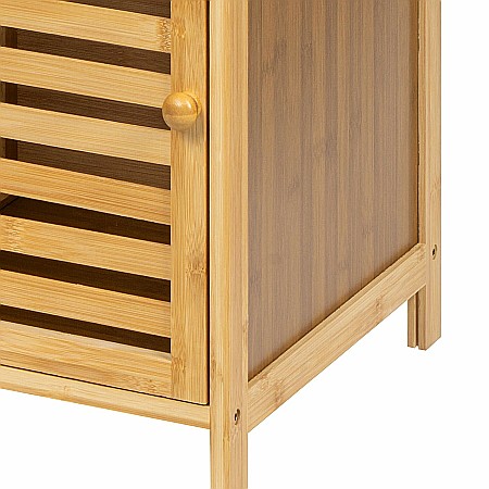 Etajera depozitare KL270, cu 3 rafturi, usa, lemn, multifunctional, natur [3]
