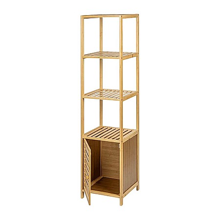 Produse - Etajera depozitare KL270, cu 3 rafturi, usa, lemn, multifunctional, natur