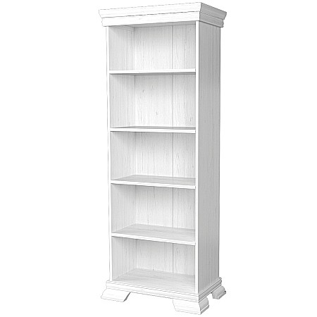 Biblioteca VMR1, cu 4 rafturi, Pal Melaminat, cu elemente din MDF, Alb Antichizat [1]