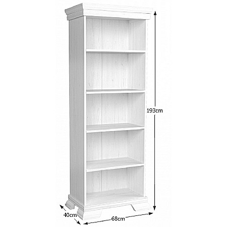 Biblioteca VMR1, cu 4 rafturi, Pal Melaminat, cu elemente din MDF, Alb Antichizat [2]