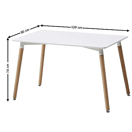 Masa bucatarie si living AB673, blat MDF, picioare lemn, 4 persoane, alb [2]