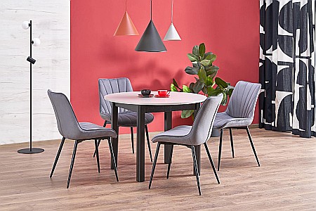 Produse - Masa bucatarie si living extensibila HM Ringo, blat MDF, 6 persoane, 102-142x102x76 cm, casmir/negru