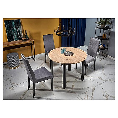 Masa bucatarie si living extensibila HM Ringo, blat MDF, 6 persoane, 102-142x102x76 cm, stejar/negru [2]
