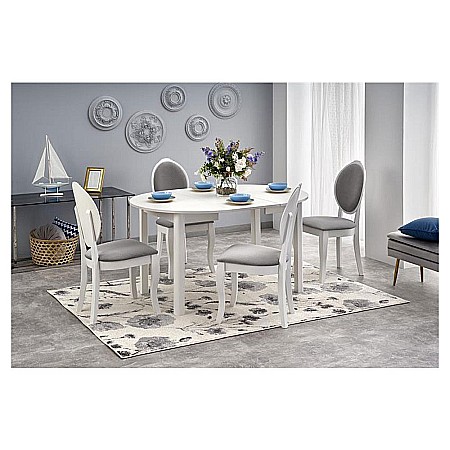 Masa bucatarie si living extensibila HM Ringo, blat MDF, 6 persoane, 102-142x102x76 cm, alb [1]
