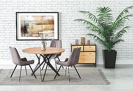 Mese stil scandinav - Masa bucatarie si living HM Pixel 2, MDF lacuit, cadru metalic, 120x76 cm, 4 persoane, alb/negru