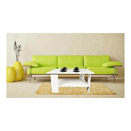 Masa cafea Turing, PAL Melaminat, cu raft depozitare, 87x60x43cm, alb [2]