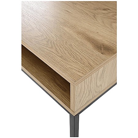 Masa de birou HM B50, blat MDF, cu sertar, compact, design modern, natur/negru [7]