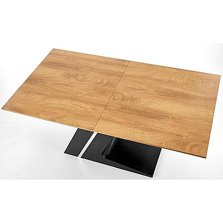 Masa extensibila HM Ferguson, MDF laminat, cadru metalic, 160-220x90cx75 cm, 10 persoane, stejar/negru [10]