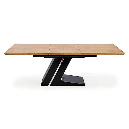 Masa extensibila HM Ferguson, MDF laminat, cadru metalic, 160-220x90cx75 cm, 10 persoane, stejar/negru [6]