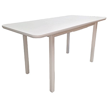 Masa extensibila lemn masiv, living si bucatarie, DM4 Maxima, blat MDF Furniruit, colturi rotunjite, 6 persoane, 120-150x70x76 cm, alb [2]