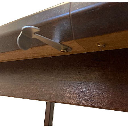 Masa extensibila lemn masiv, living si bucatarie, DM4 Maxima, blat MDF Furniruit, colturi rotunjite, 6 persoane, 120-150x70x76 cm, nuc [5]