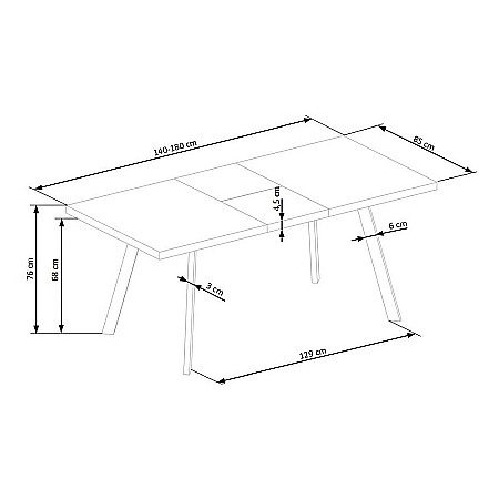 Masa extensibila living HM Berlin, MDF laminat, cadru metalic, 140-180x85x76 cm, 8 persoane, nuc/negru [7]