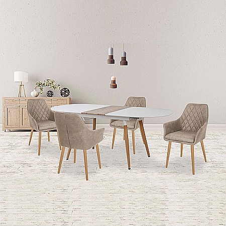Masa extensibila living HM Caliber, blat MDF, structura metalica, 160-200x90x76 cm, Stejar San Remo [1]