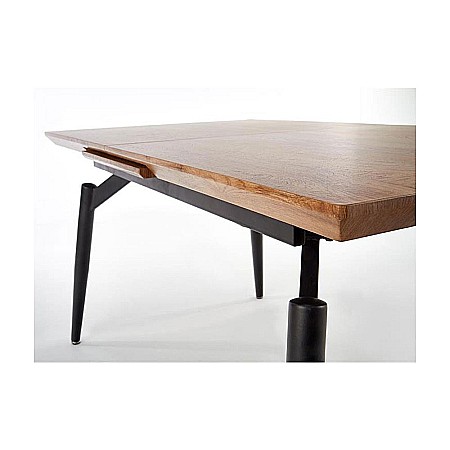 Masa extensibila living HM Cambell, MDF Furniruit, cadru metalic, 140-180x80x74 cm, 8 persoane, stejar/negru [8]