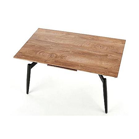 Masa extensibila living HM Cambell, MDF Furniruit, cadru metalic, 140-180x80x74 cm, 8 persoane, stejar/negru [4]
