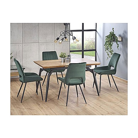Masa extensibila living HM Cambell, MDF Furniruit, cadru metalic, 140-180x80x74 cm, 8 persoane, stejar/negru [9]