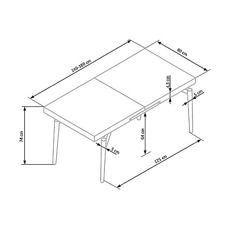Masa extensibila living HM Cambell, MDF Furniruit, cadru metalic, 140-180x80x74 cm, 8 persoane, stejar/negru [7]