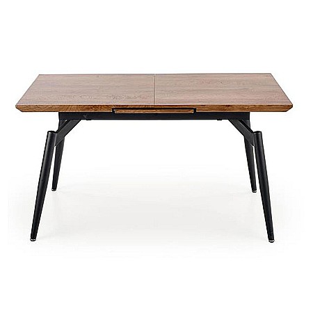 Mese - Masa extensibila living HM Cambell, MDF Furniruit, cadru metalic, 140-180x80x74 cm, 8 persoane, stejar/negru
