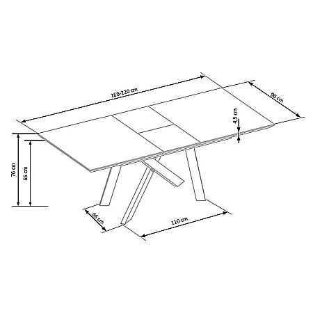 Masa extensibila living HM Capital, MDF Furniruit, cadru metalic, 160-200x90x76 cm, 8 persoane, stejar/negru [4]