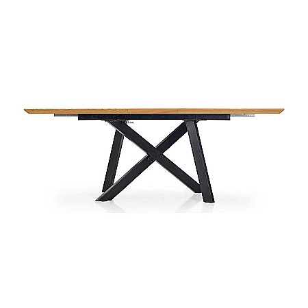Masa extensibila living HM Capital, MDF Furniruit, cadru metalic, 160-200x90x76 cm, 8 persoane, stejar/negru [6]