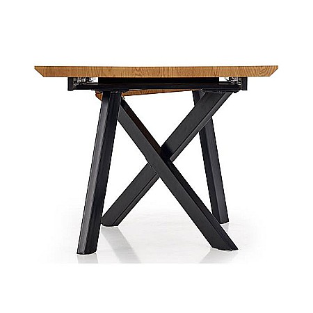 Masa extensibila living HM Capital, MDF Furniruit, cadru metalic, 160-200x90x76 cm, 8 persoane, stejar/negru [8]