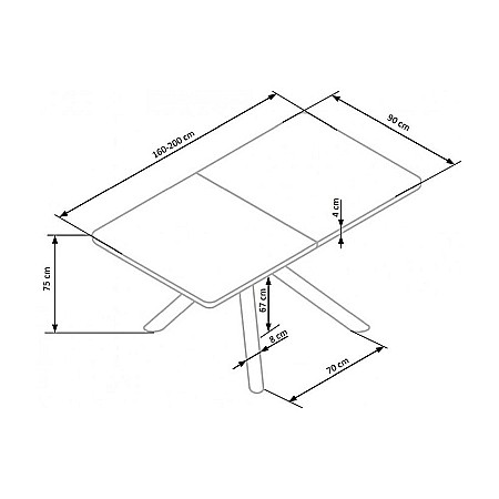 Masa extensibila living HM Derrick, MDF furniruit, cadru metalic, 160-200x90x75 cm, 8 persoane, stejar/negru [2]