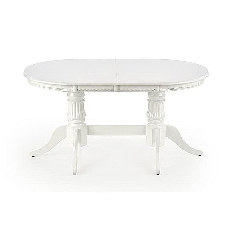 Mobilier bucatarie - Masa extensibila living HM Joseph, blat MDF, structura lemn masiv, 8 persoane, 150-190x90x77 cm, alb