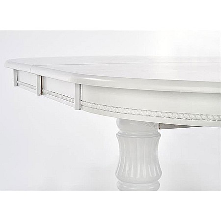 Masa extensibila living HM Joseph, blat MDF, structura lemn masiv, 8 persoane, 150-190x90x77 cm, alb [2]