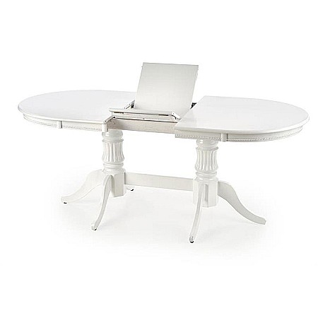 Masa extensibila living HM Joseph, blat MDF, structura lemn masiv, 8 persoane, 150-190x90x77 cm, alb [1]