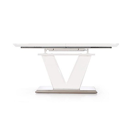 Masa extensibila living HM Mistral, cadru metalic, MDF lacuit, 140-180x80x76 cm, 6 persoane, alb [5]
