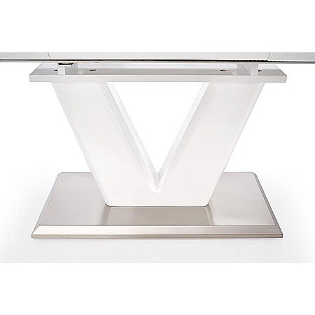 Masa extensibila living HM Mistral, cadru metalic, MDF lacuit, 140-180x80x76 cm, 6 persoane, alb [9]