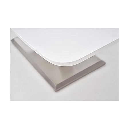 Masa extensibila living HM Mistral, cadru metalic, MDF lacuit, 140-180x80x76 cm, 6 persoane, alb [1]