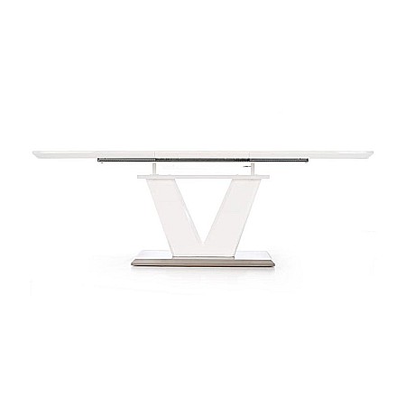 Masa extensibila living HM Mistral, cadru metalic, MDF lacuit, 140-180x80x76 cm, 6 persoane, alb [8]
