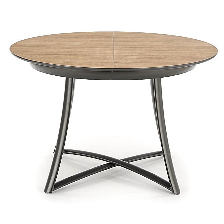 Mobila living - Masa extensibila living HM Moretti, blat MDF laminat, cadru metalic, 118-148x118x76 cm, 6 persoane, stejar- antracit/negru