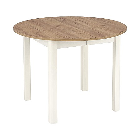 Masa extensibila living si bucatarie HM Ringo, blat MDF, ovala, 6 persoane, stejar/alb [1]