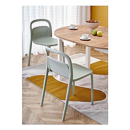 Masa extensibila living si bucatarie HM Ringo, blat MDF, ovala, 6 persoane, stejar/alb [5]