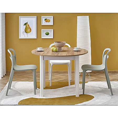Masa extensibila living si bucatarie HM Ringo, blat MDF, ovala, 6 persoane, stejar/alb [3]