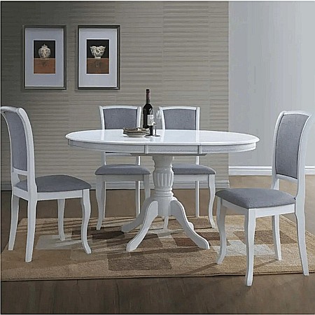 Masa extensibila living SL Olivia, Cadru lemn masiv, MDF Furniruit, 6 persoane, 106-141x106x76 cm, Alb [5]