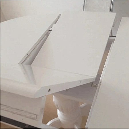 Masa extensibila living SL Olivia, Cadru lemn masiv, MDF Furniruit, 6 persoane, 106-141x106x76 cm, Alb [4]