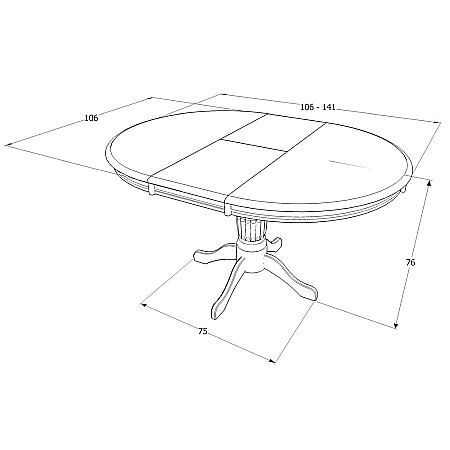 Masa extensibila living SL Olivia, Cadru lemn masiv, MDF Furniruit, 6 persoane, 106-141x106x76 cm, Alb [6]