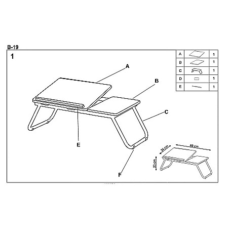 Masa laptop plianta HM B19, unghi de inclinare ajustabil, MDF, nuc inchis [2]