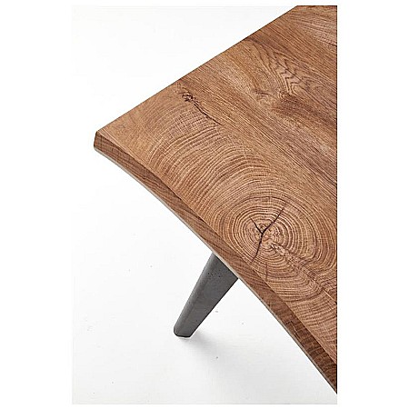 Masa living extensibila HM Dickson, MDF Furniruit, cadru metalic,120-180x80x75 cm, 8 persoane, stejar/negru [7]