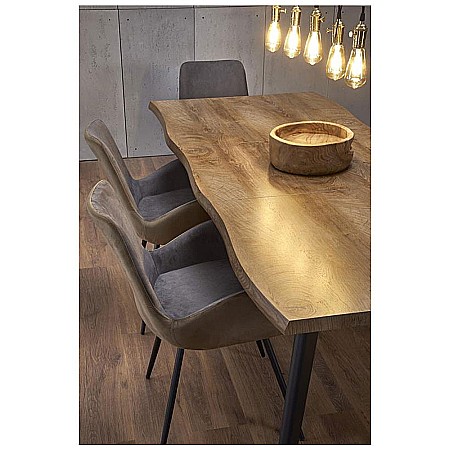 Masa living extensibila HM Dickson, MDF Furniruit, cadru metalic,120-180x80x75 cm, 8 persoane, stejar/negru [4]