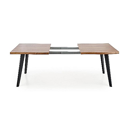 Masa living extensibila HM Dickson, MDF Furniruit, cadru metalic,120-180x80x75 cm, 8 persoane, stejar/negru [8]