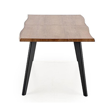 Masa living extensibila HM Dickson, MDF Furniruit, cadru metalic,120-180x80x75 cm, 8 persoane, stejar/negru [1]