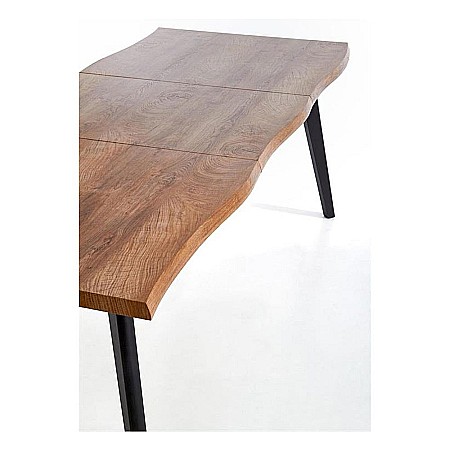 Masa living extensibila HM Dickson, MDF Furniruit, cadru metalic,120-180x80x75 cm, 8 persoane, stejar/negru [2]