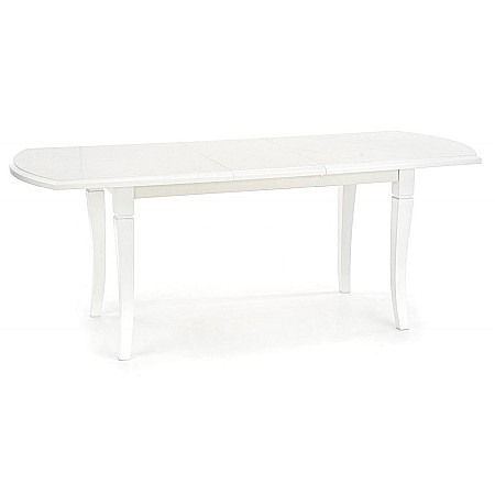 Masa living extensibila HM Fryderyk, blat MDF laminat, picioare lemn masiv, 10 persoane, 160-240x90x74 cm, alba [4]