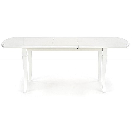 Masa living extensibila HM Fryderyk, blat MDF laminat, picioare lemn masiv, 10 persoane, 160-240x90x74 cm, alba [5]
